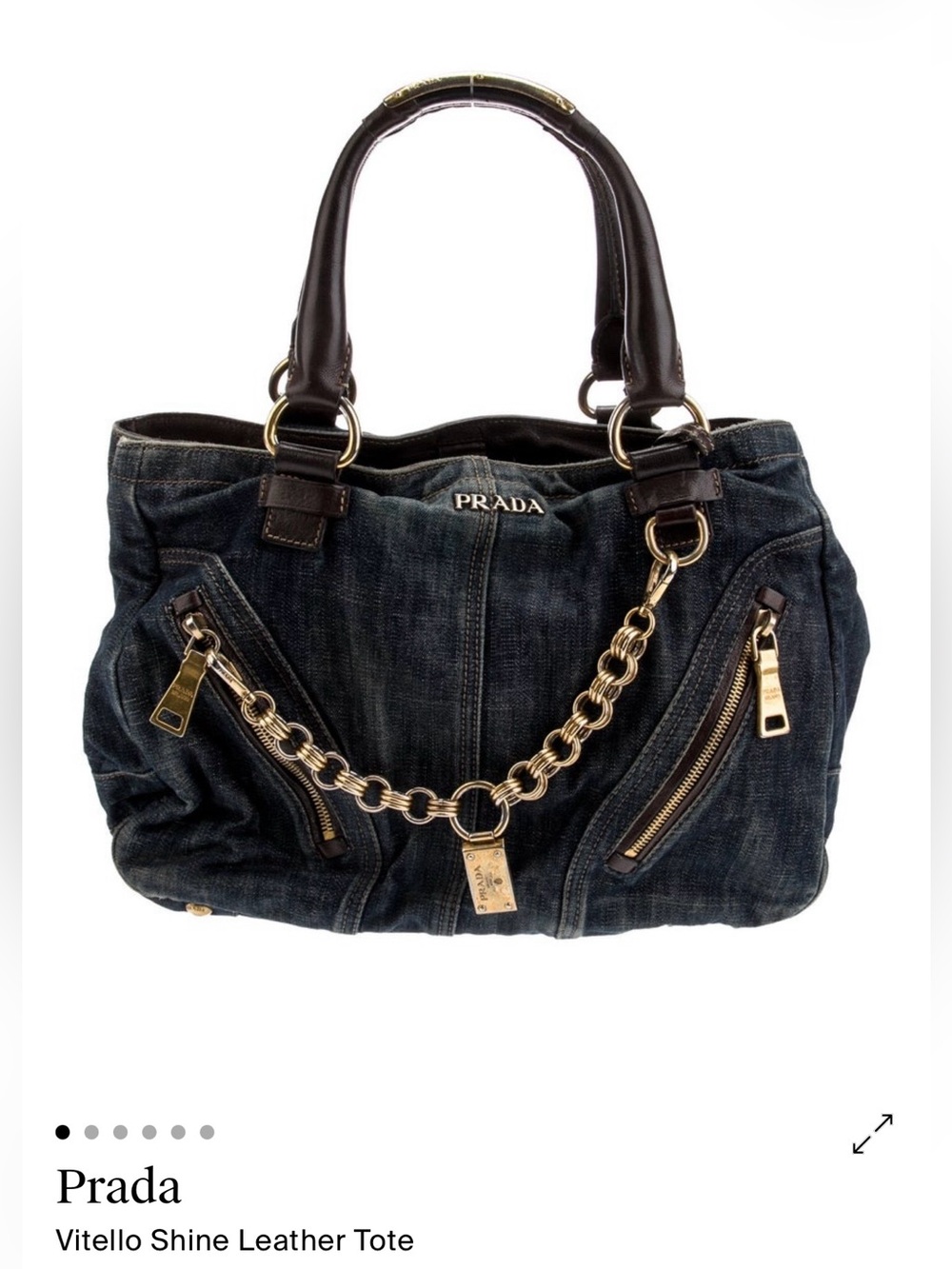 PRADA Denim & Vitello Leather Satchel - Picture 14 of 15